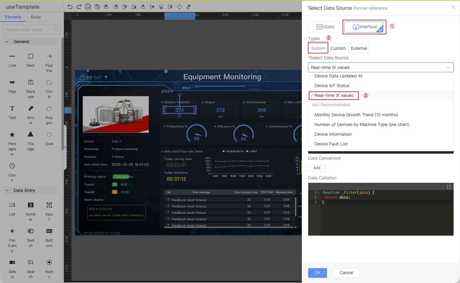 Configure data source and styles