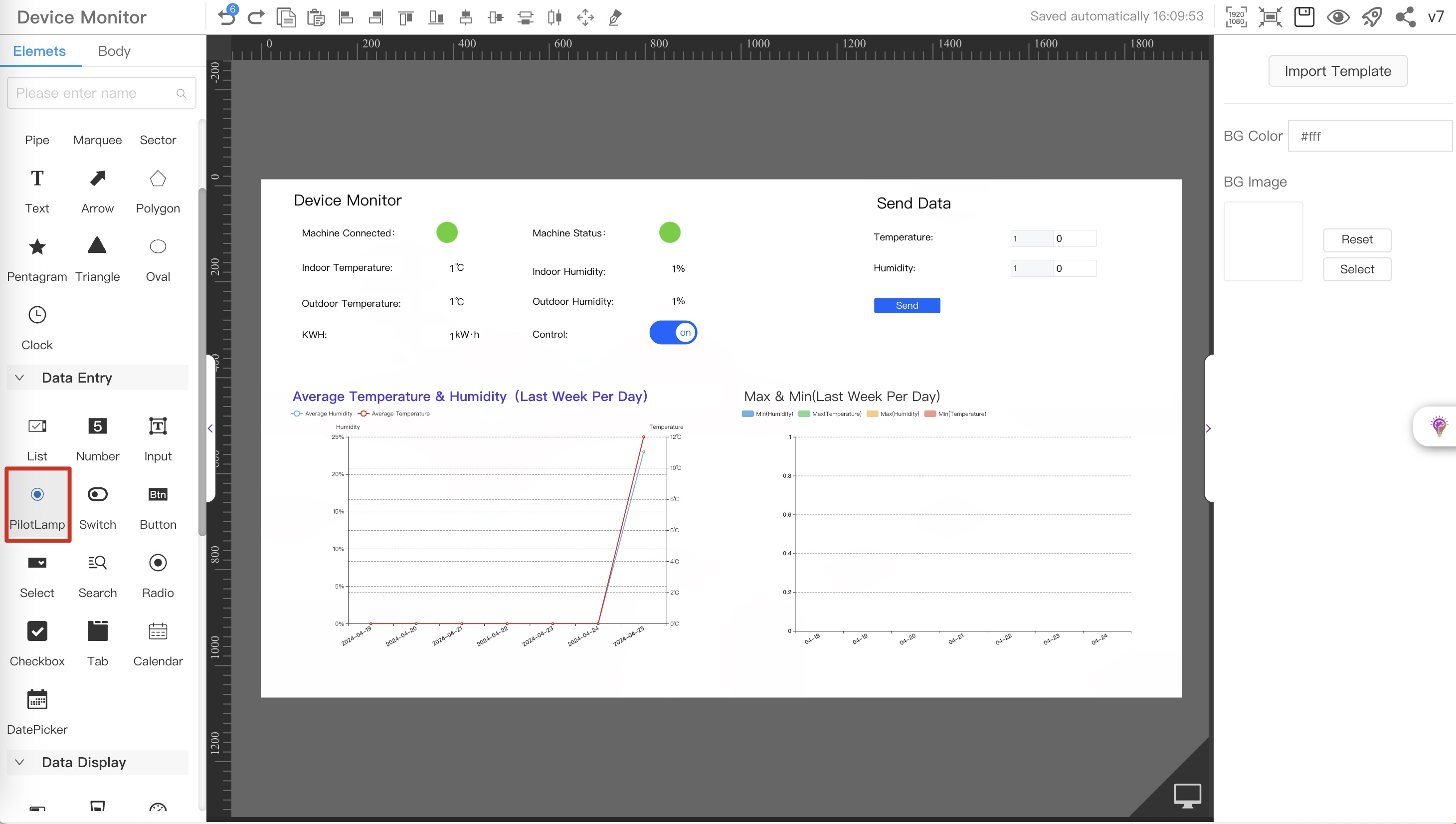 Device page data source configuration interface