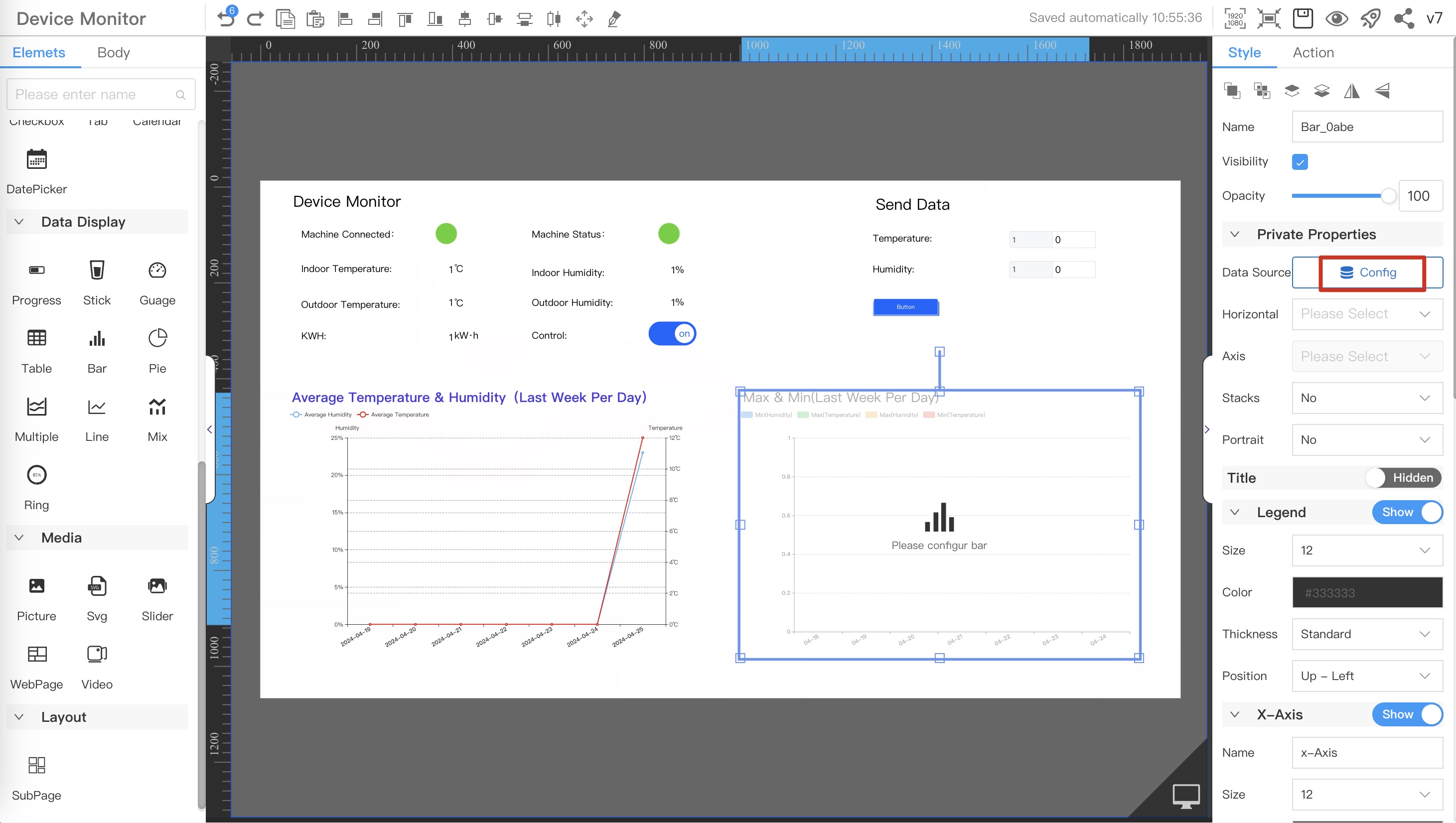 Device page data source config