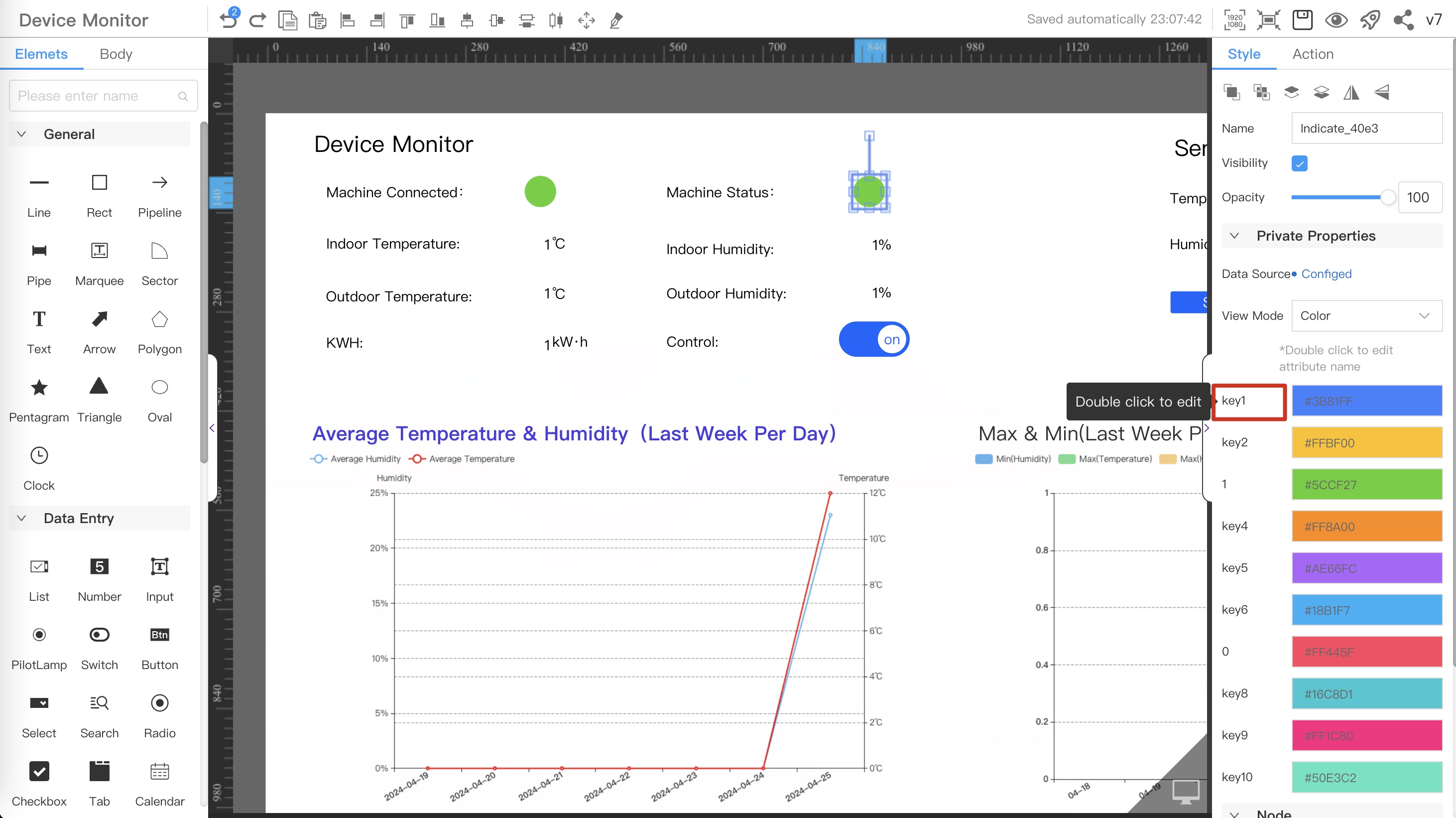 Device page data source configuration interface